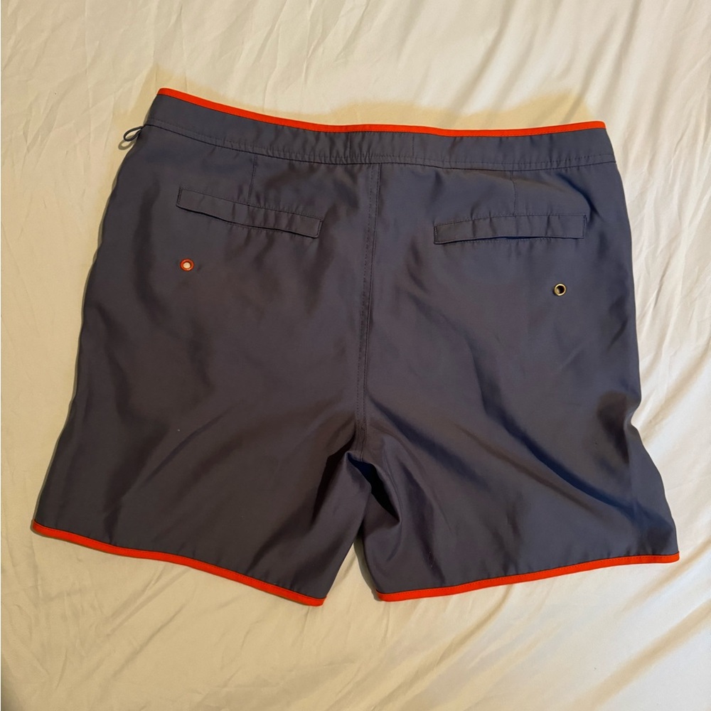 Original Penguin Men's Charcoal Grey Swim Shorts with Bright Orange Accents - Picture 4 of 6
